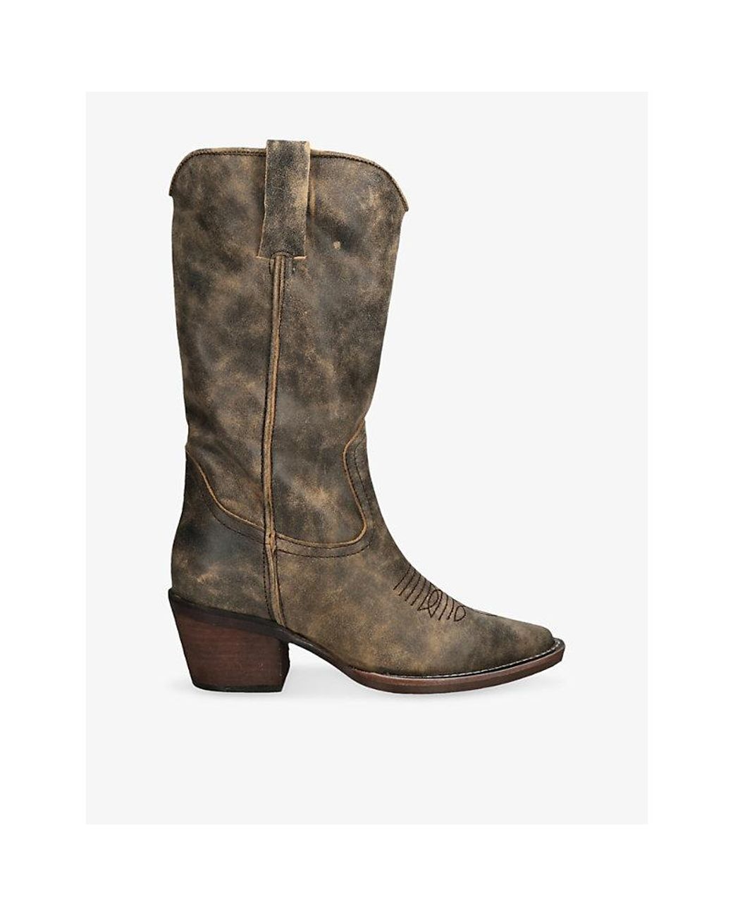 Steve Madden Brown Albany Leather Heeled Cowboy Boots