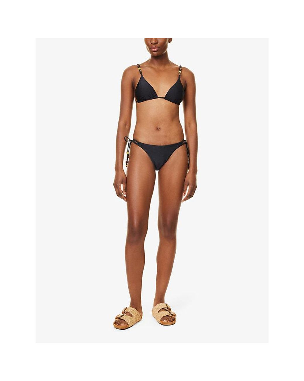 Seafolly Black Mid-Rise Tie-Side Bikini Bottoms