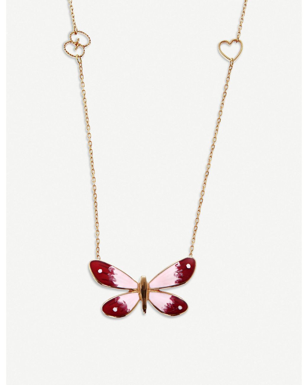 Gucci Flora 18ct Rose Gold Butterfly Necklace in Metallic | Lyst Canada