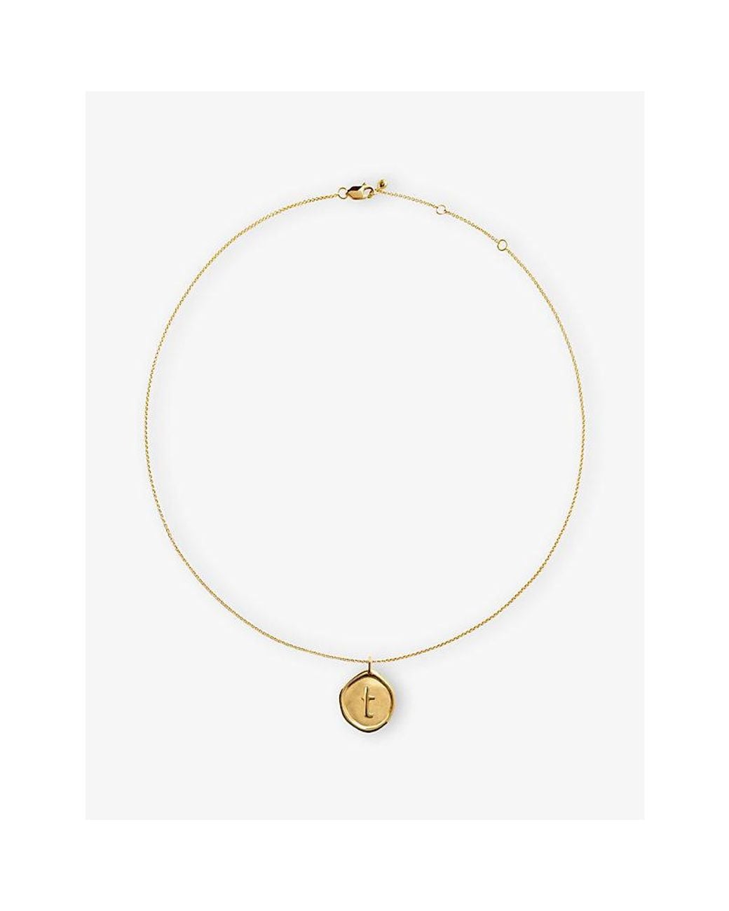 Monica Vinader White Initial T Stamp 18Ct Vermeil Necklace