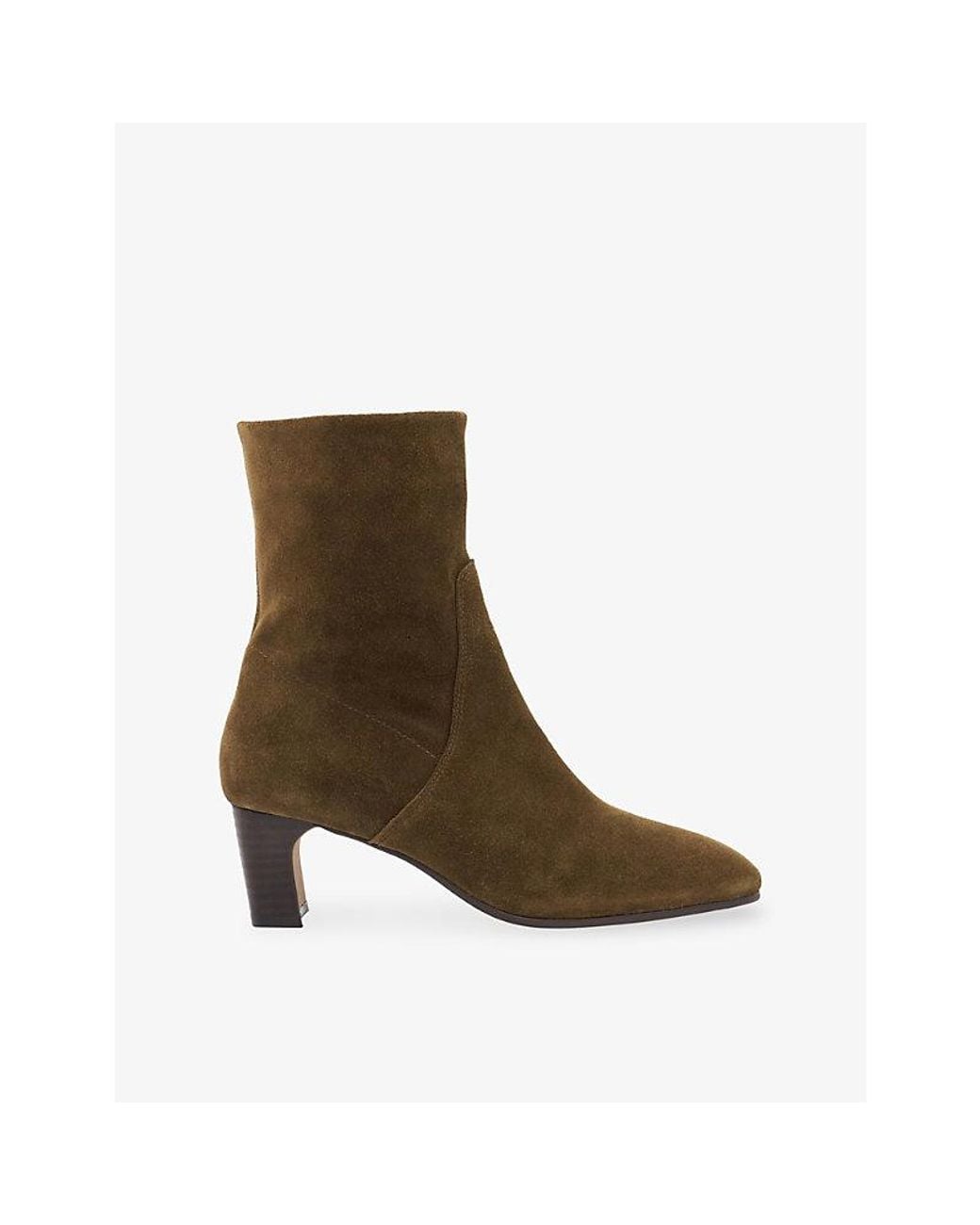 Dune Brown Ori Suede Heeled Ankle Boots