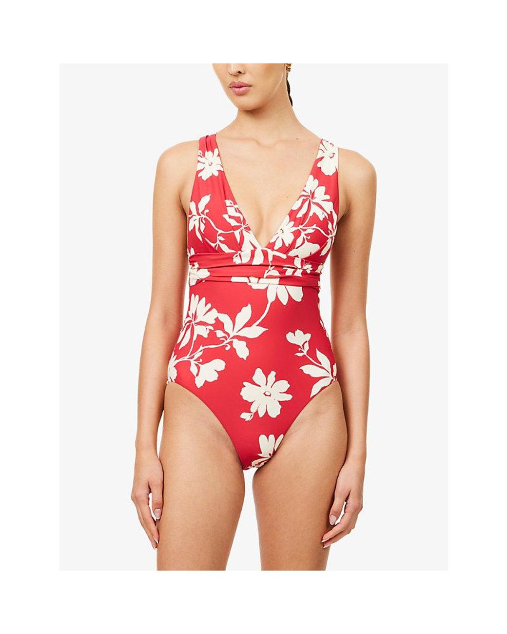 Seafolly Red Mayflower Cross-Back Swimsuit
