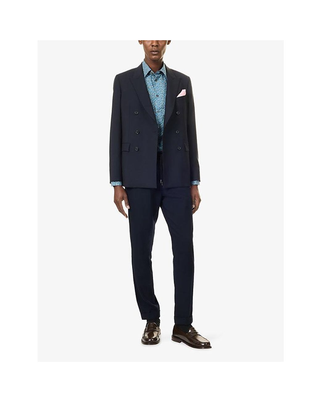 Paul Smith Blue Double-Breasted Wool-Blend Blazer for men