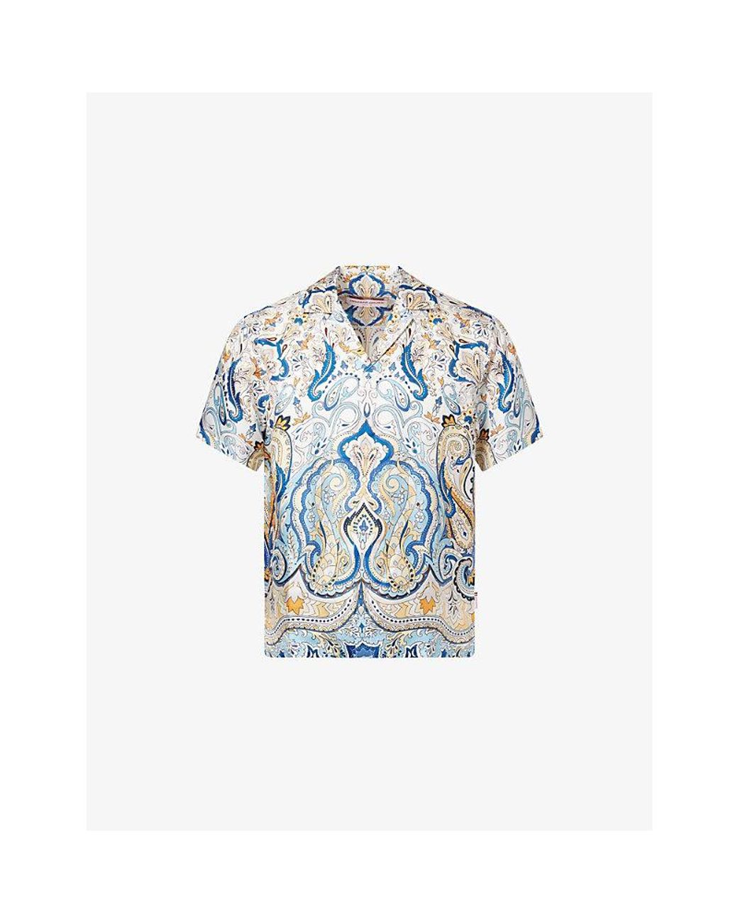 Orlebar Brown Blue Maitan Fairground Printed Silk Shirt for men