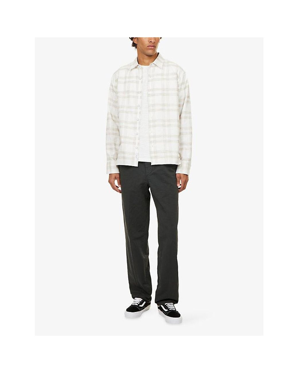 Citizens of Humanity Gray Relaxed-Fit Straight-Leg Cotton And Linen-Blend Trousers for men