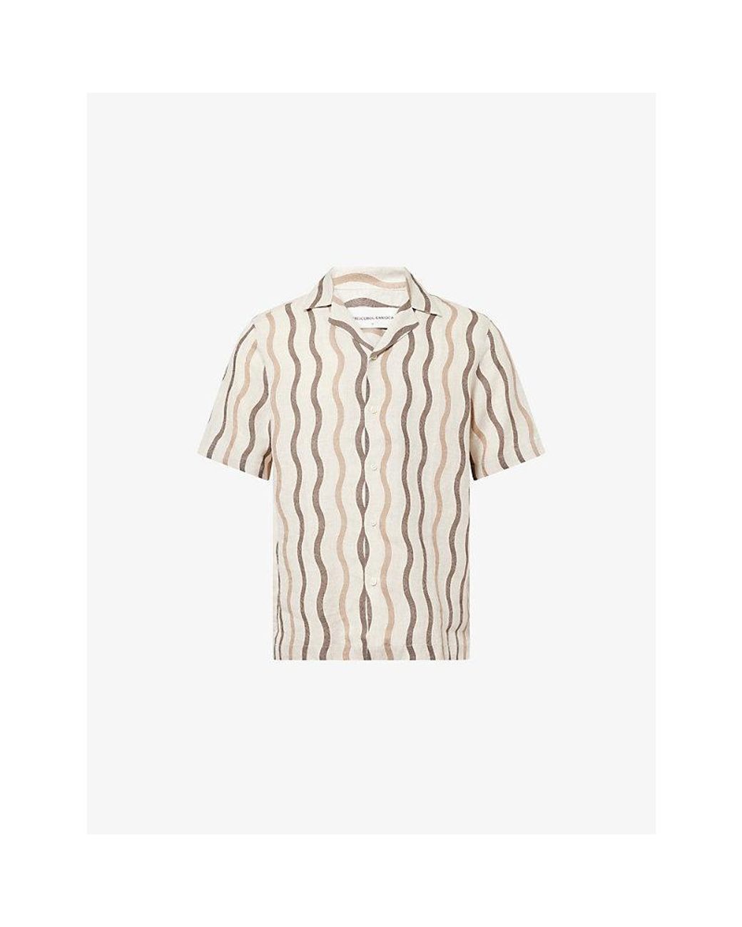 Frescobol Carioca Natural Roberto Striped Linen Shirt for men