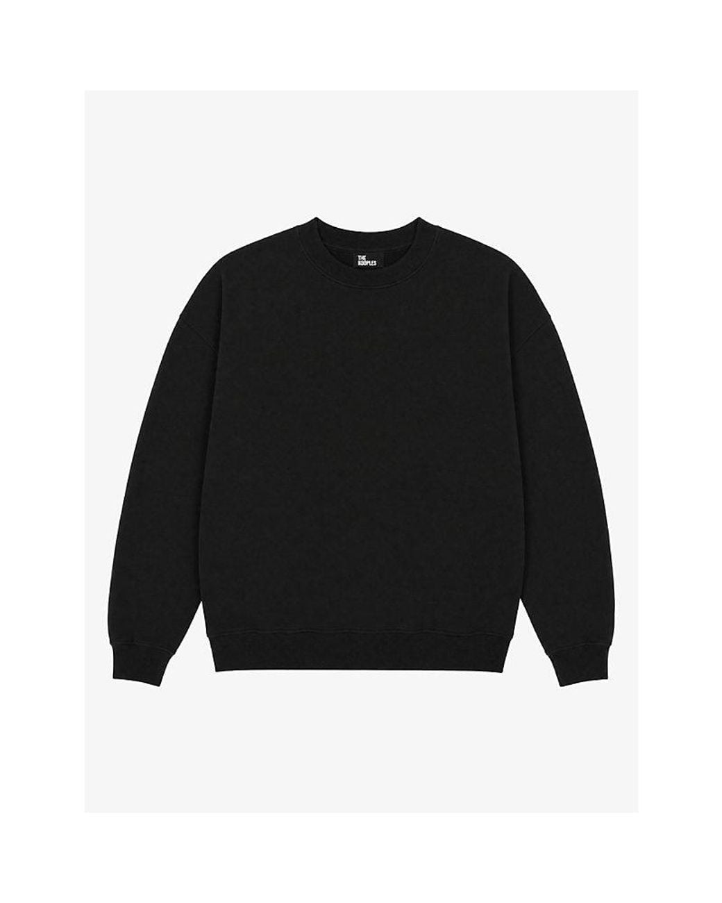 The Kooples Black Crewneck Relaxed-Fit Cotton Sweatshirt for men