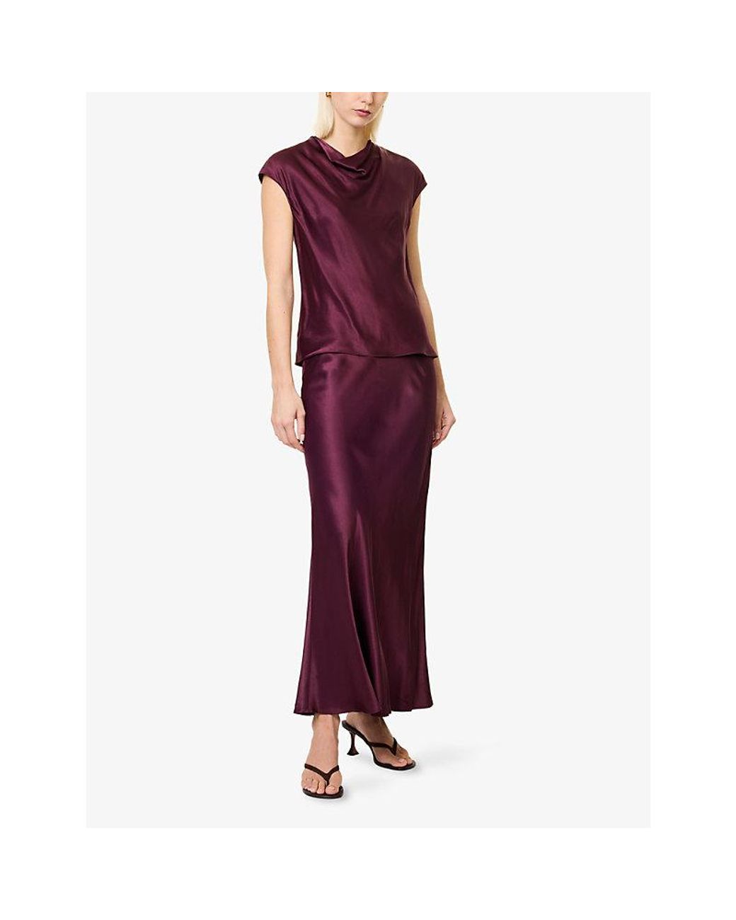 Rails Purple Loretta Cowl-Neck Satin Top