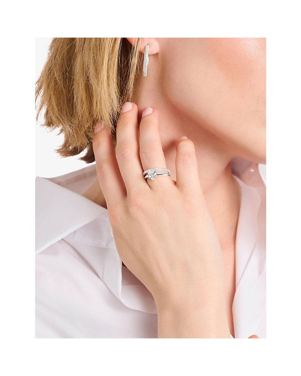 Thomas Sabo White Heart-Shaped 925 Sterling And Cubic Zirconia Ring