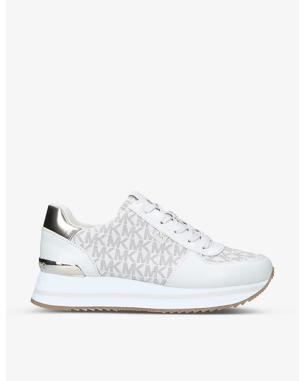 MICHAEL Michael Kors Monique Logo-embossed Leather Trainers in White | Lyst