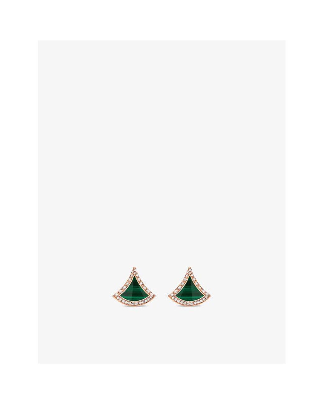 BVLGARI Metallic Divas' Dream 18Ct Rose- 0.1Ct Diamond And Malachite Earrings