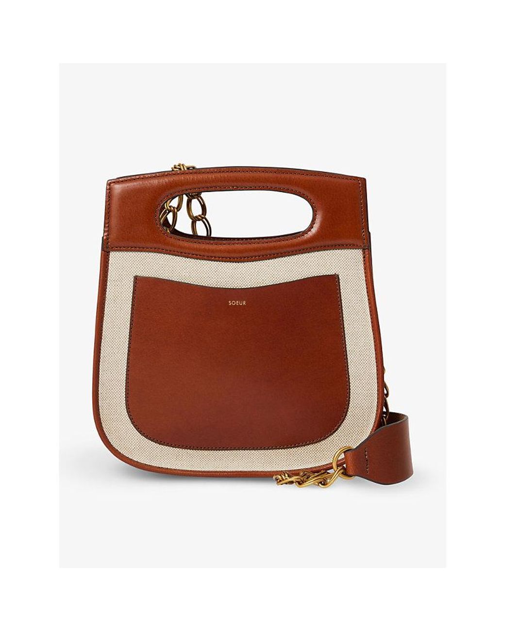 Soeur Cheri Brand-embossed Leather And Canvas Tote Bag in Brown | Lyst