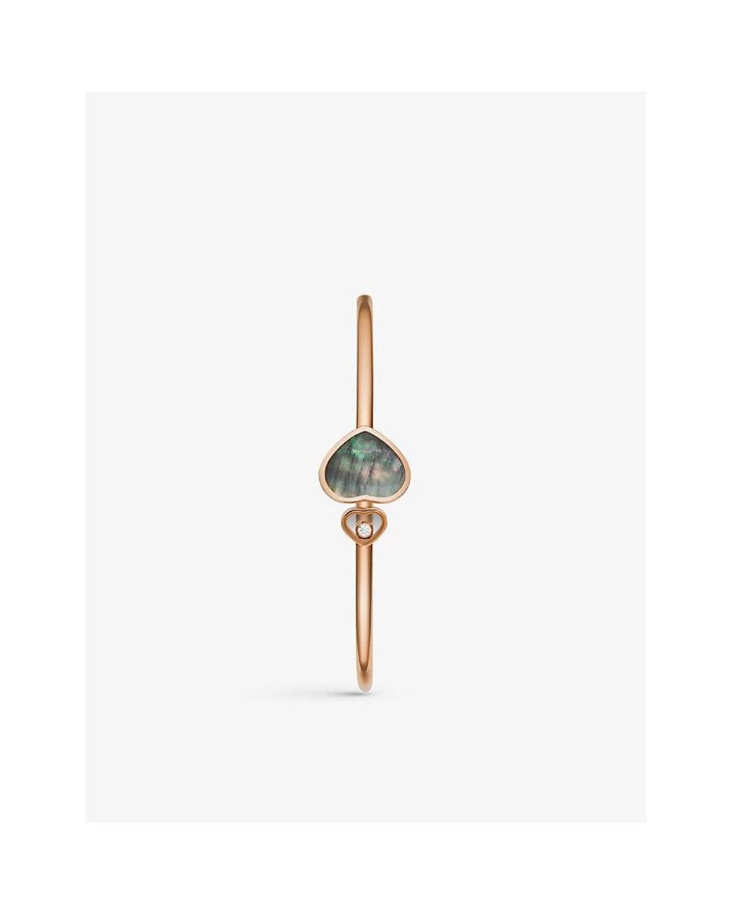 Chopard Metallic Happy Hearts 18Ct Rose- 0.05Ct Diamond And Mother-Of-Pearl Bangle Bracelet