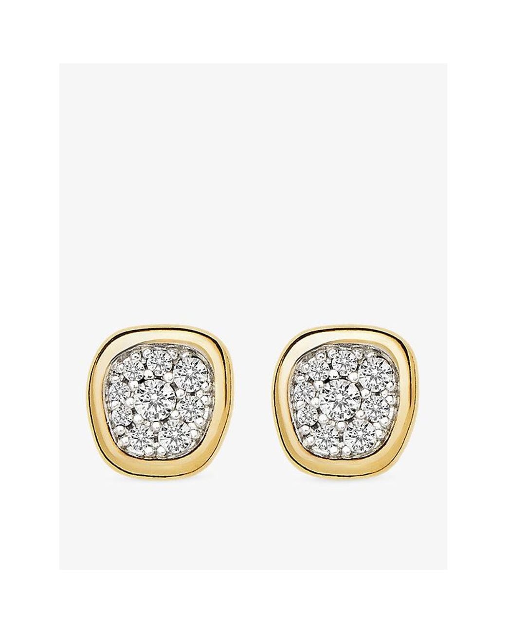 Missoma Metallic Molten Soft Square Pavé 18Ct-Plated Brass Stud Earrings