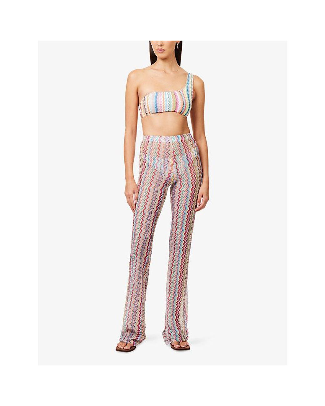 Missoni Pink Flared Zig-Zag Mesh Trousers