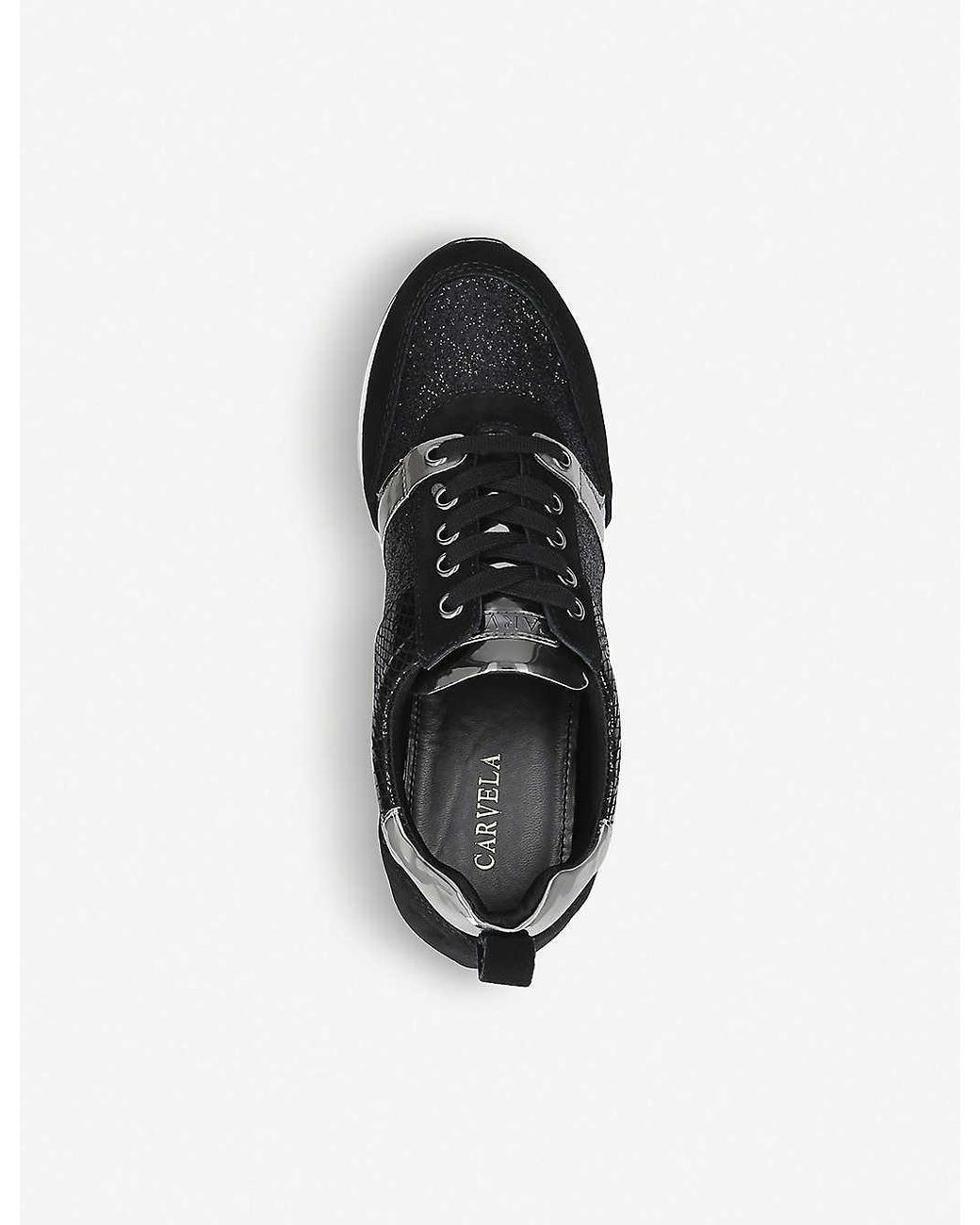 carvela black glitter trainers