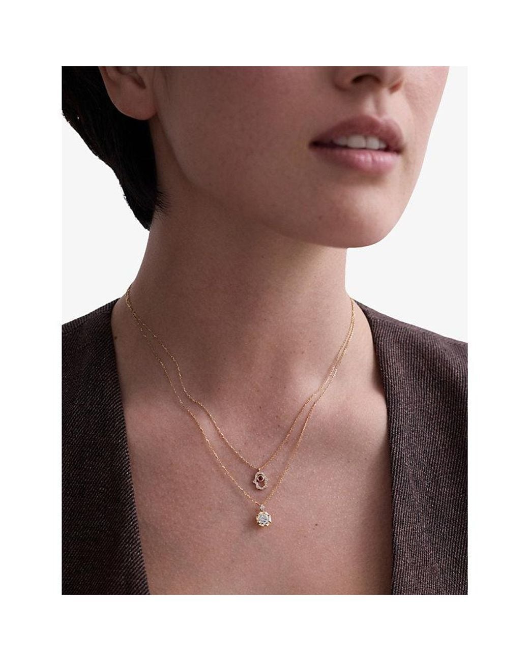 Astley Clarke Metallic Large Solitaire Diamond Pendant Necklace