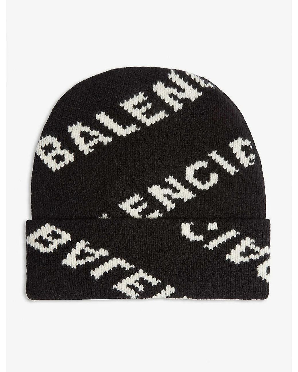 balenciaga beanie black and white