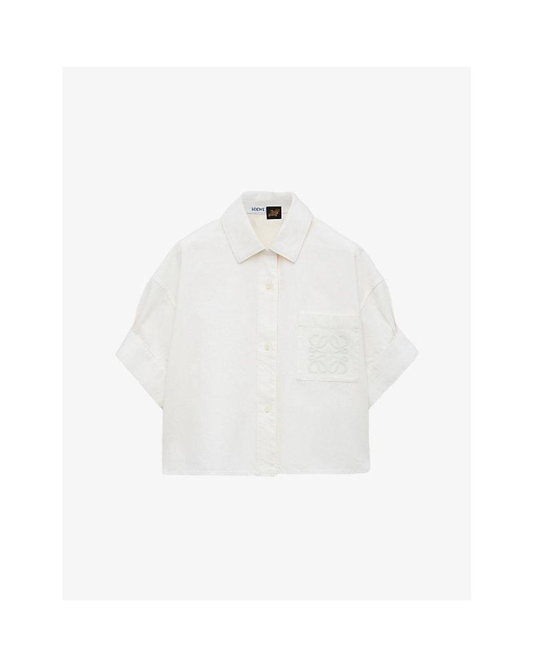 Loewe White X Paula's Ibiza Short-Sleeve Anagram-Embroidered Cotton-Blend Shirt