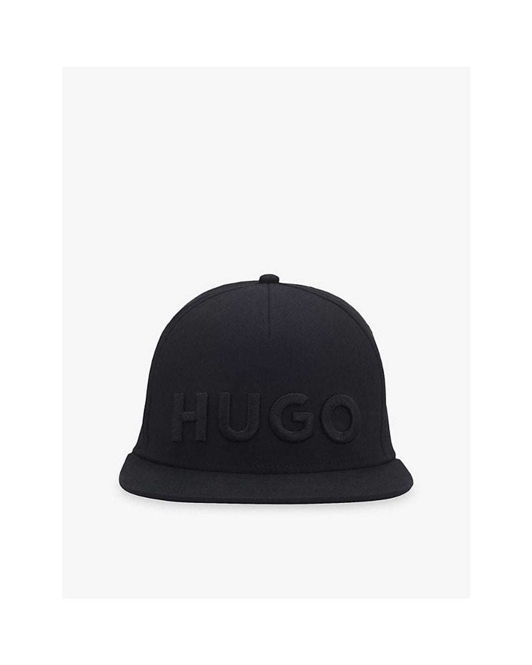 HUGO Black Embroidered-Logo Cotton Cap for men