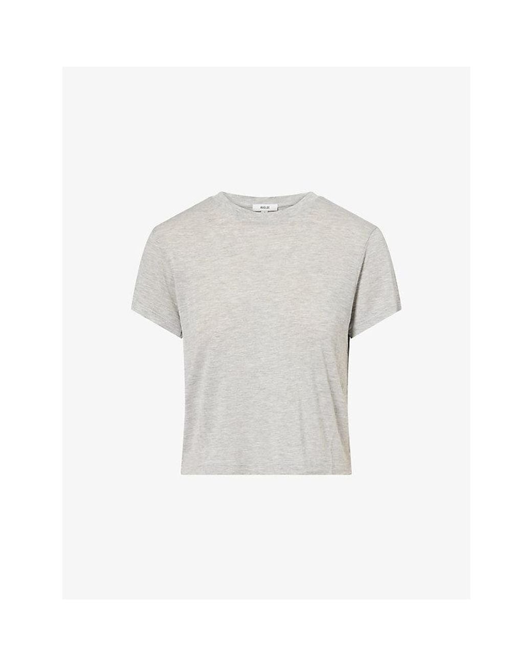 Agolde White Adine Shrunken Cotton-Jersey T-Shirt