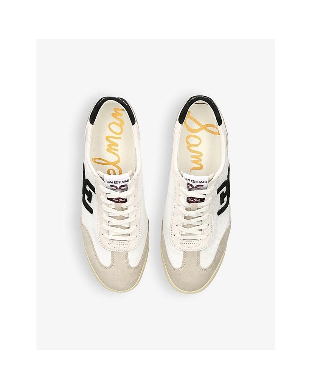 Sam Edelman White Ivey Leather And Suede Low-Top Trainers