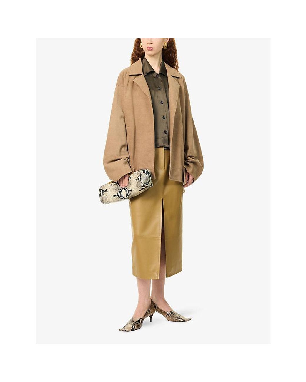 Khaite Natural Alder Belted Suede Jacket