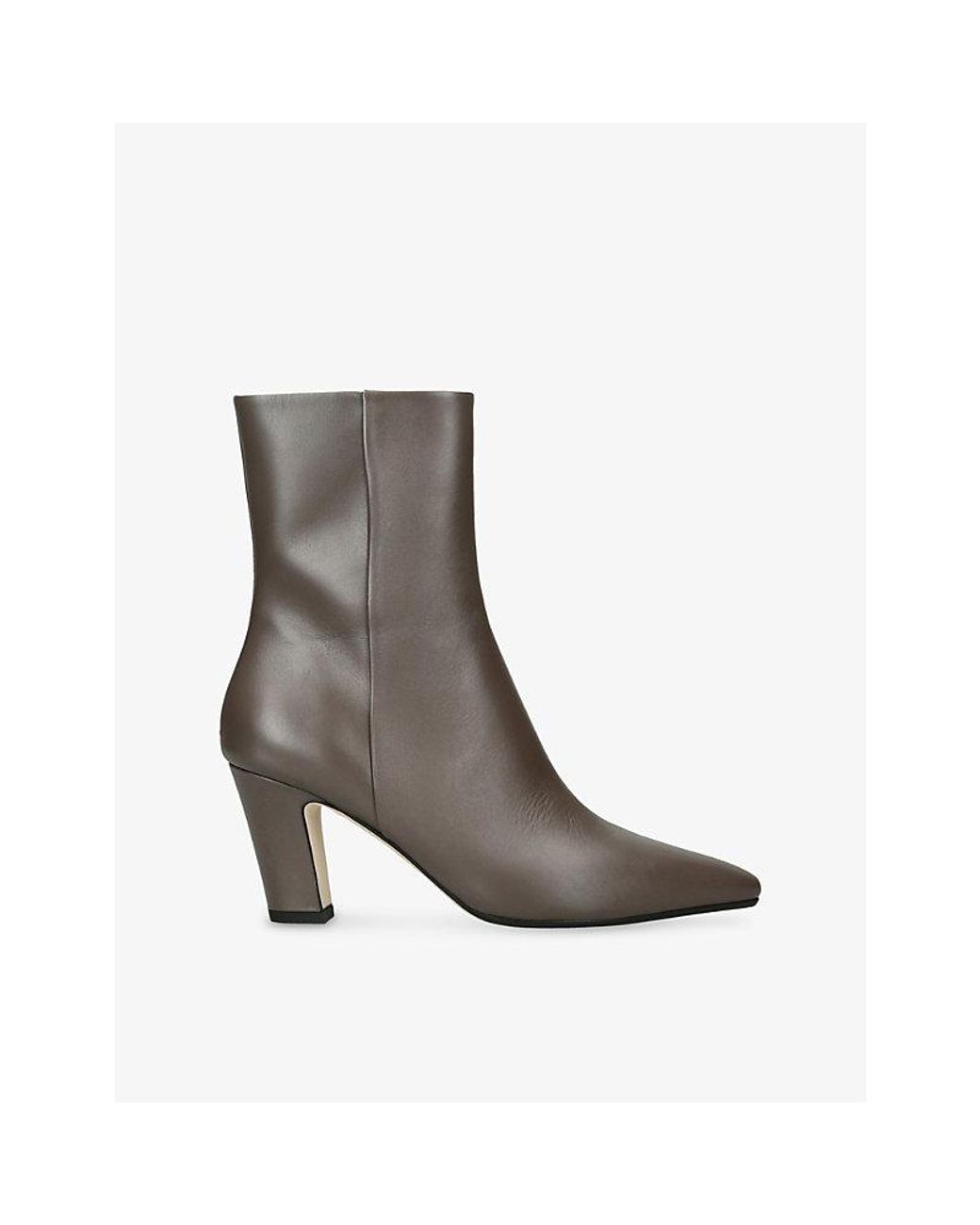 Aeyde Gray Maris 75 Leather Heeled Ankle Boots