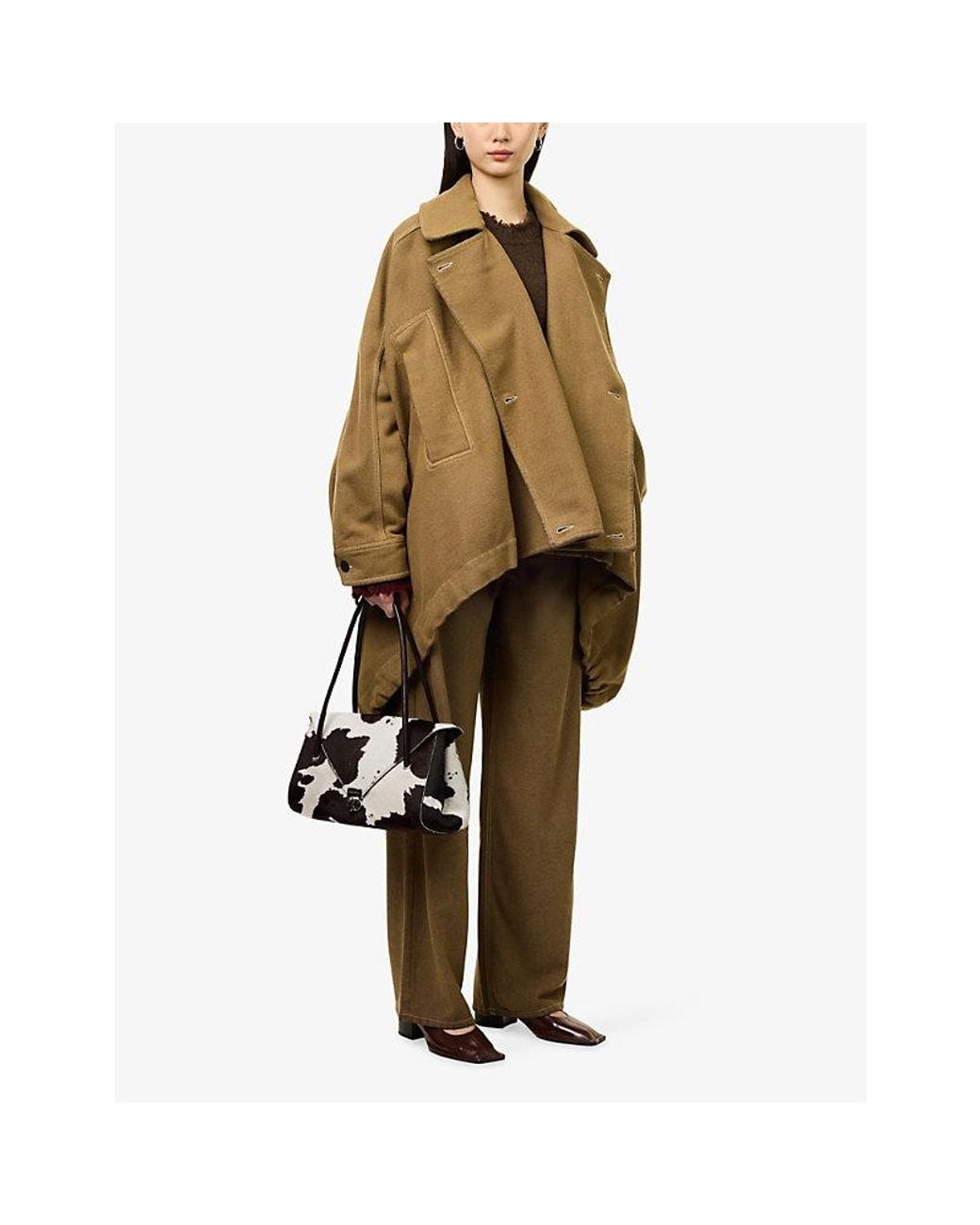 Uma Wang Natural Phyllis Straight-Leg Wool-Blend Trousers