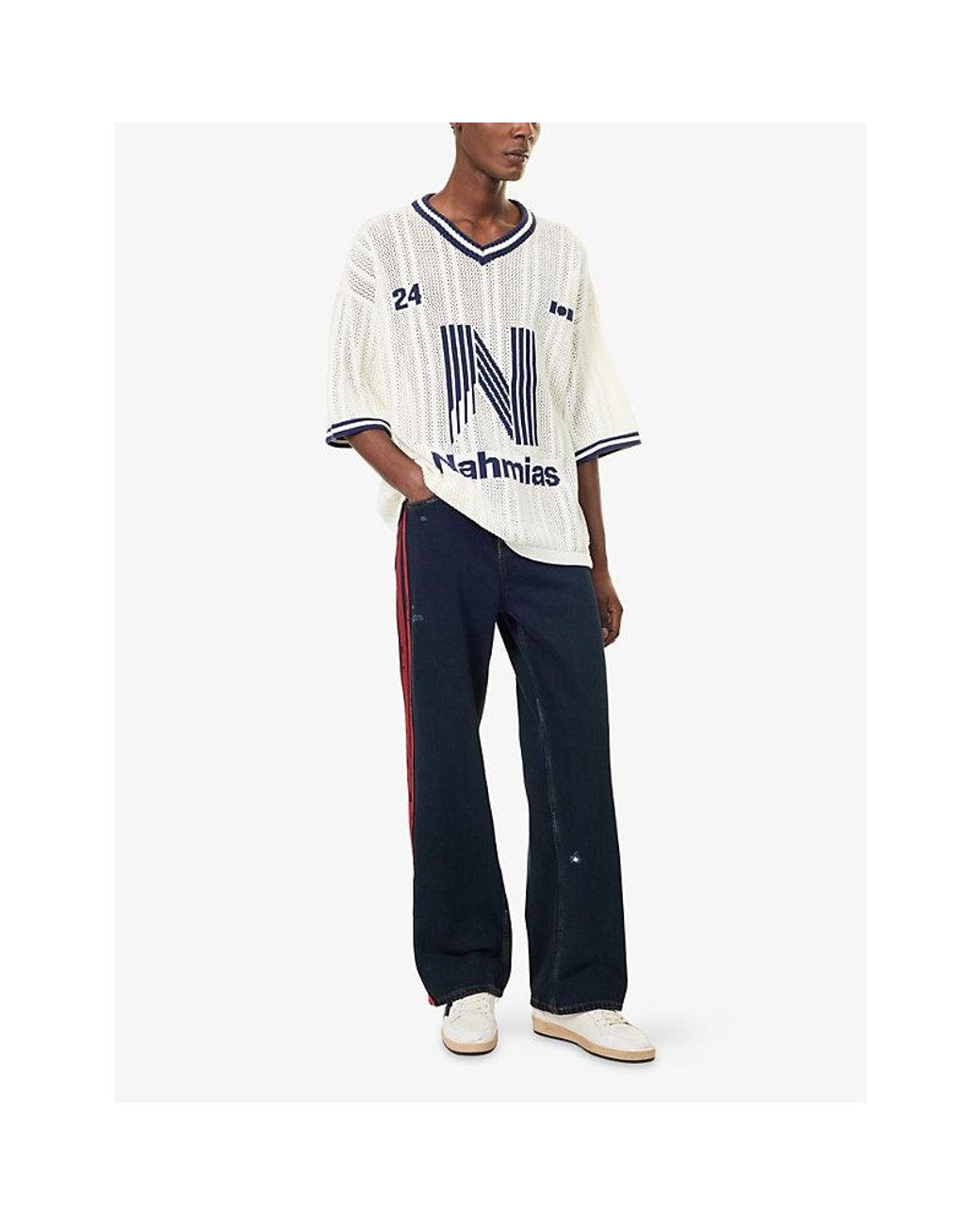NAHMIAS White Brand-Motif Cotton Football Top for men