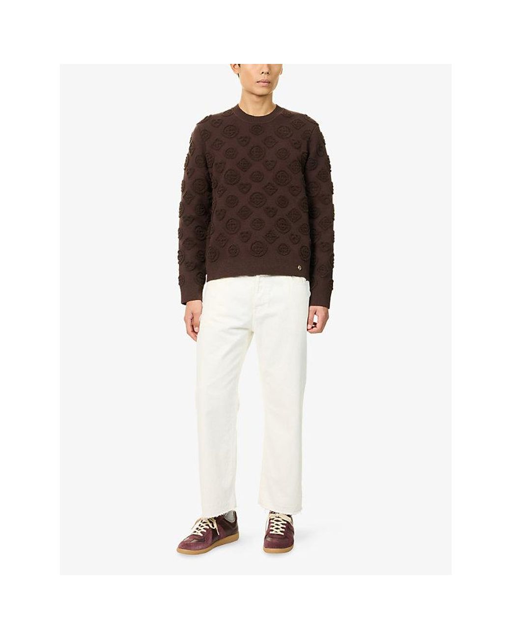 Casablanca Brown Textured Monogram Cotton-Blend Jumper for men