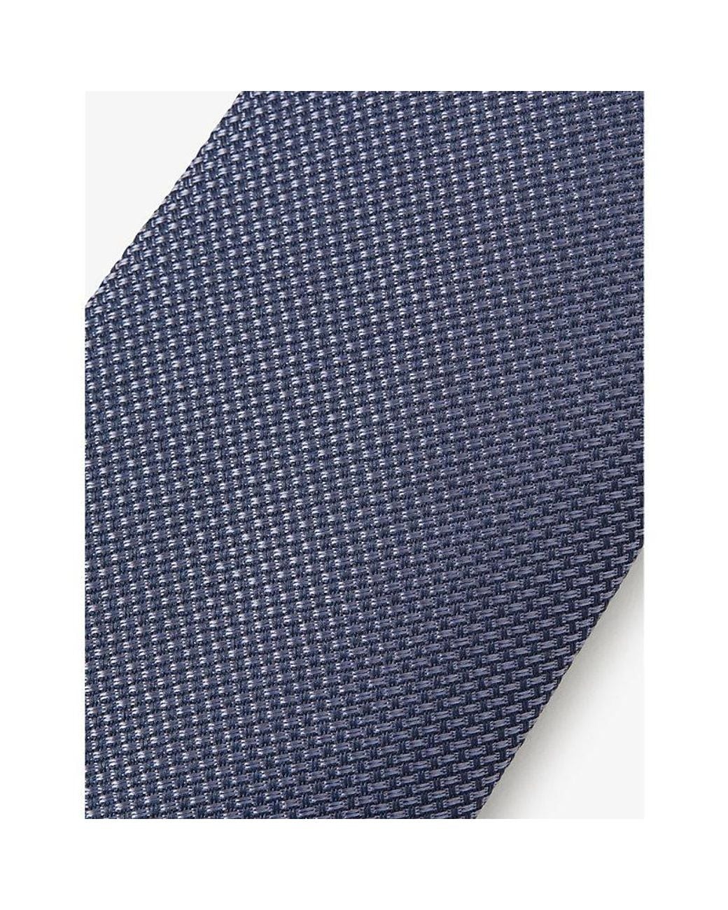 Reiss Blue Ceremony Textured Silk-Blend Tie for men