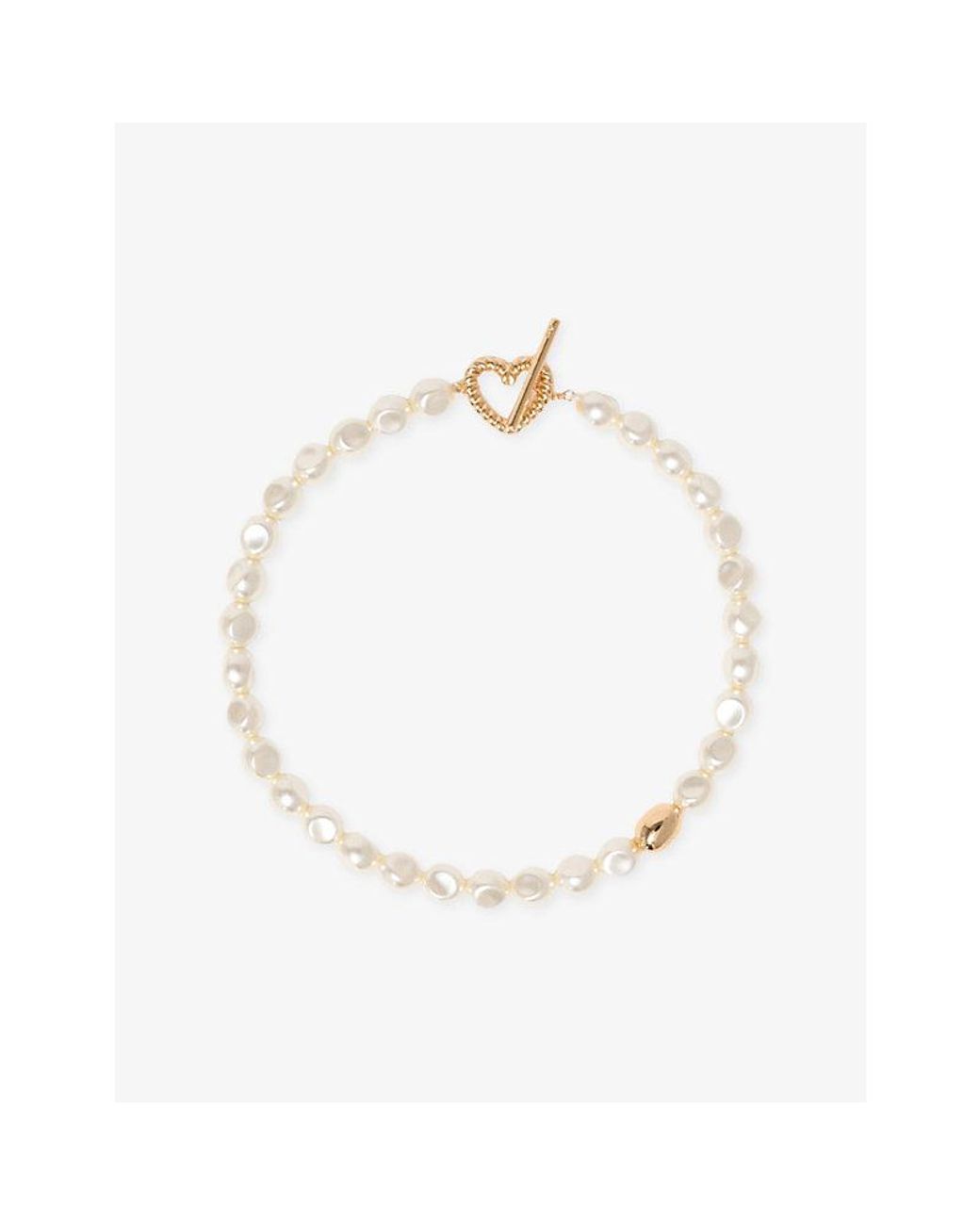 Maje White Pearl Brass Choker Necklace