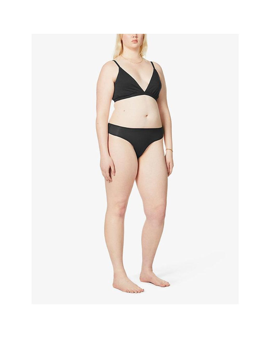 Skims Black Fits Everybody Mid-Rise Stretch-Woven Thong Xxl