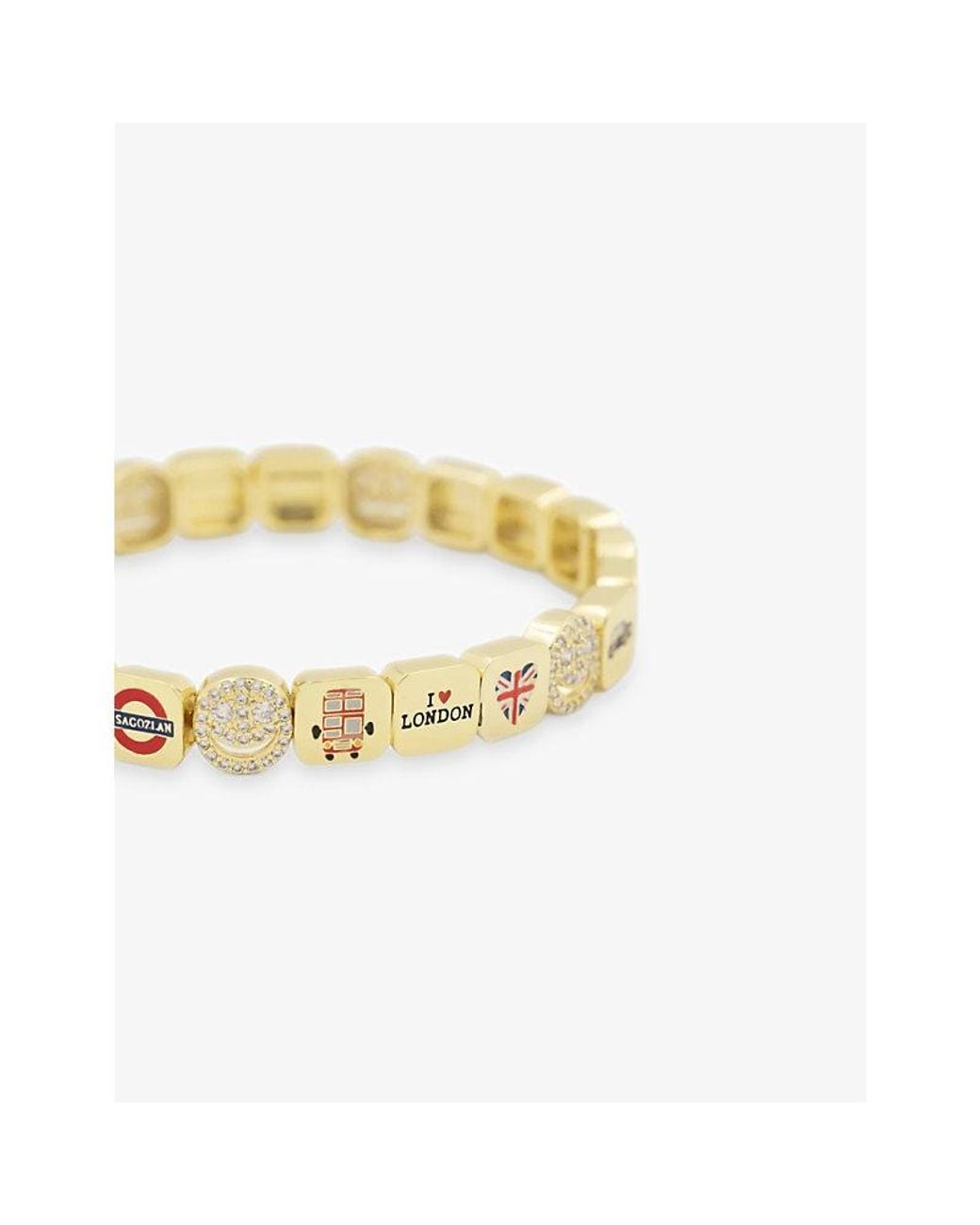 Lisa Gozlan Metallic London City 18Ct-Plated Brass And Cubic Zirconia Bracelet