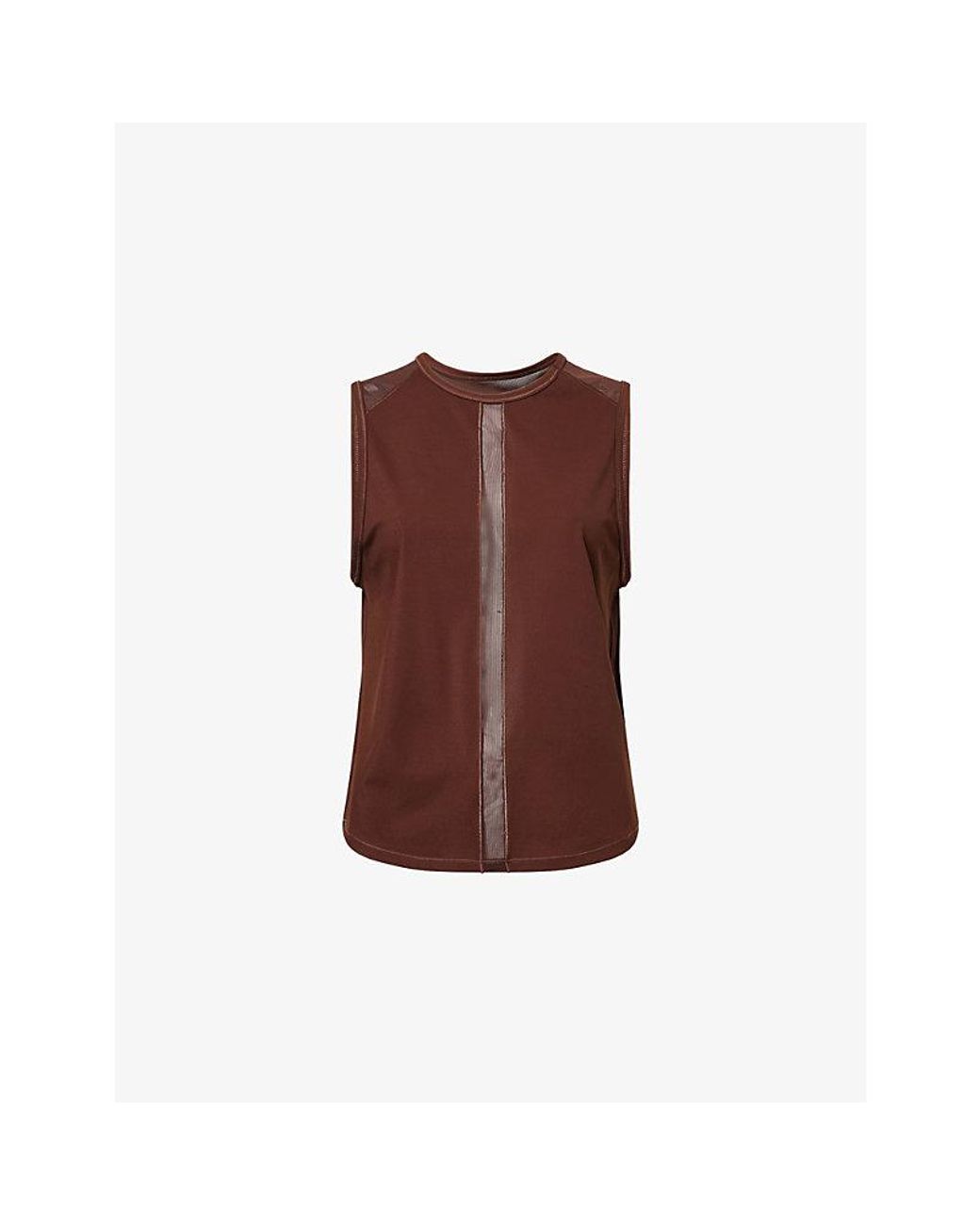Now You Live Brown Bowden Sheer-Panel Stretch-Jersey Vest Top