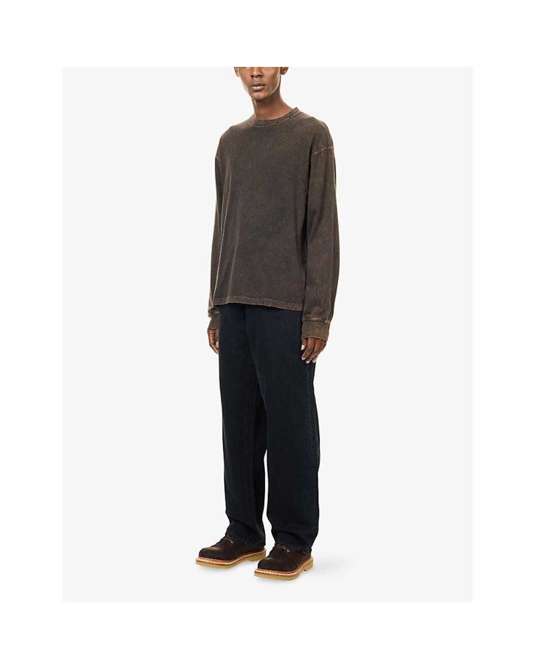 Agolde Black Asha Long-Sleeve Cotton T-Shirt for men