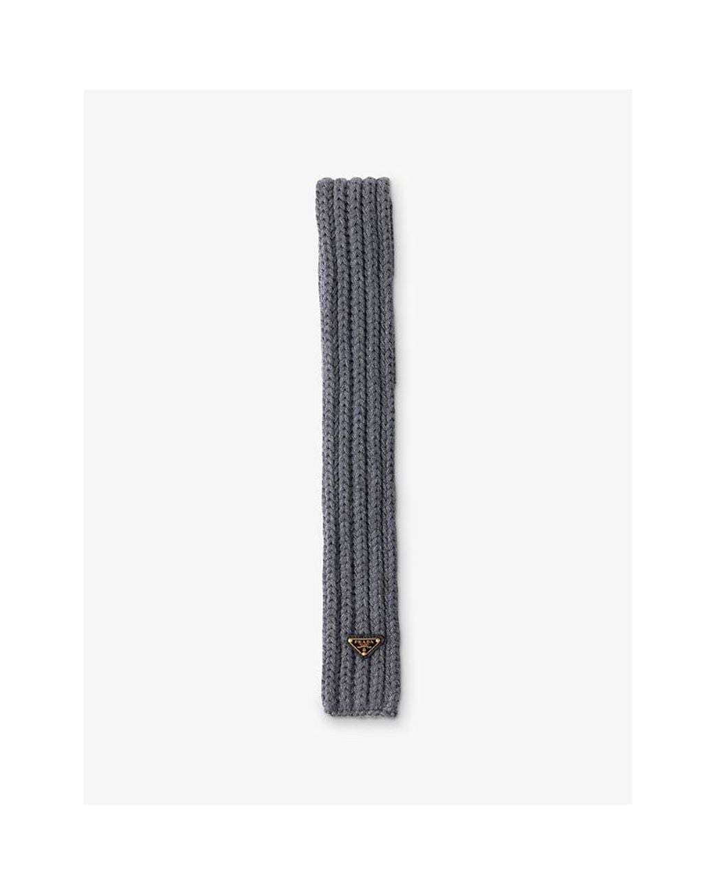 Prada Gray Logo-Plaque Wool Scarf