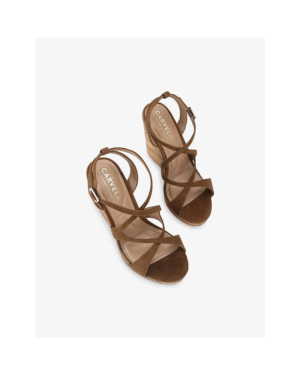 Carvela Kurt Geiger Brown Pavia Faux-Suede Wedge Sandals