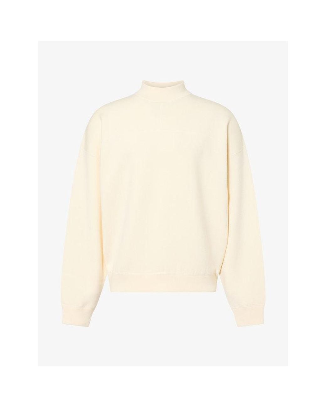 Fear Of God White Mock-Neck Logo-Patch Wool Jumper for men