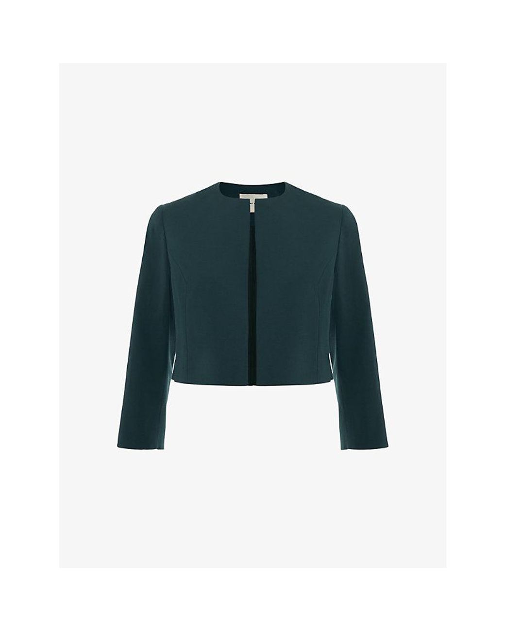 Phase Eight Green Arlette Cropped Stretch-Woven Jacket