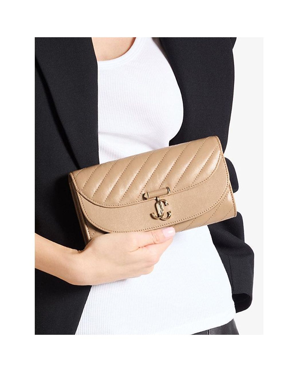 Jimmy Choo Natural Curve Leather Wallet-On-Chain