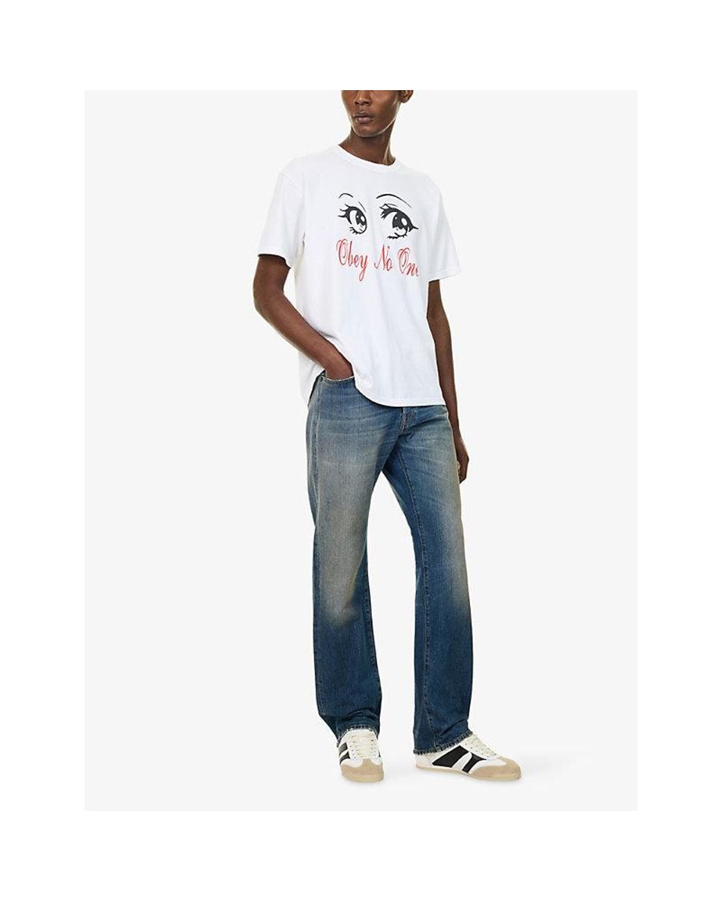 Obey White No One Graphic-Print Cotton T-Shirt for men