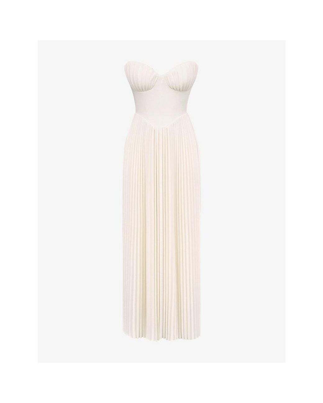 House Of Cb White Marcella Pleated Georgette Maxi Dress