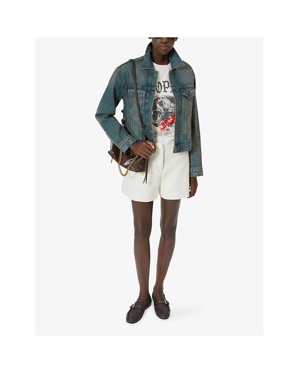 The Kooples Blue Short Patch-Pocket Denim Jacket