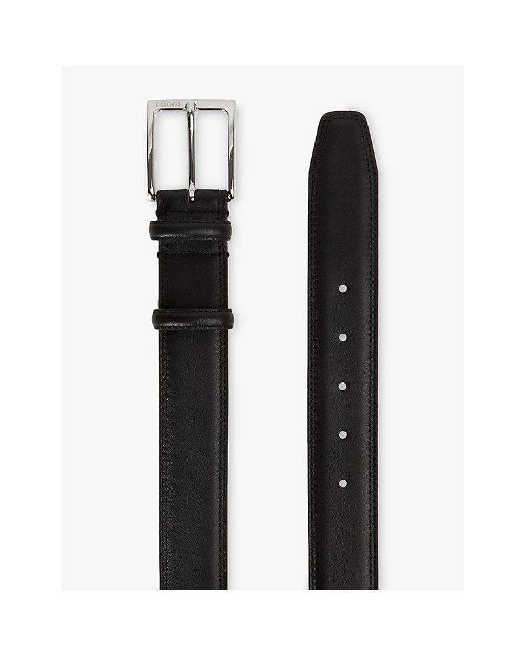 Boggi Black Leather Buckle Belt for men