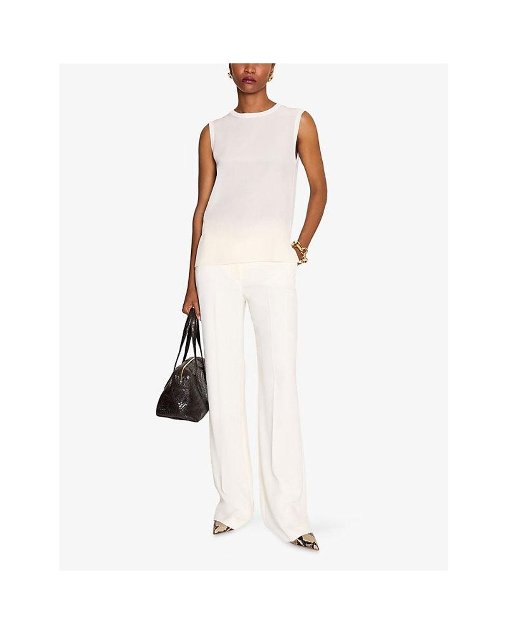 Joseph White Bley Sleeveless Straight-Cut Silk Blouse