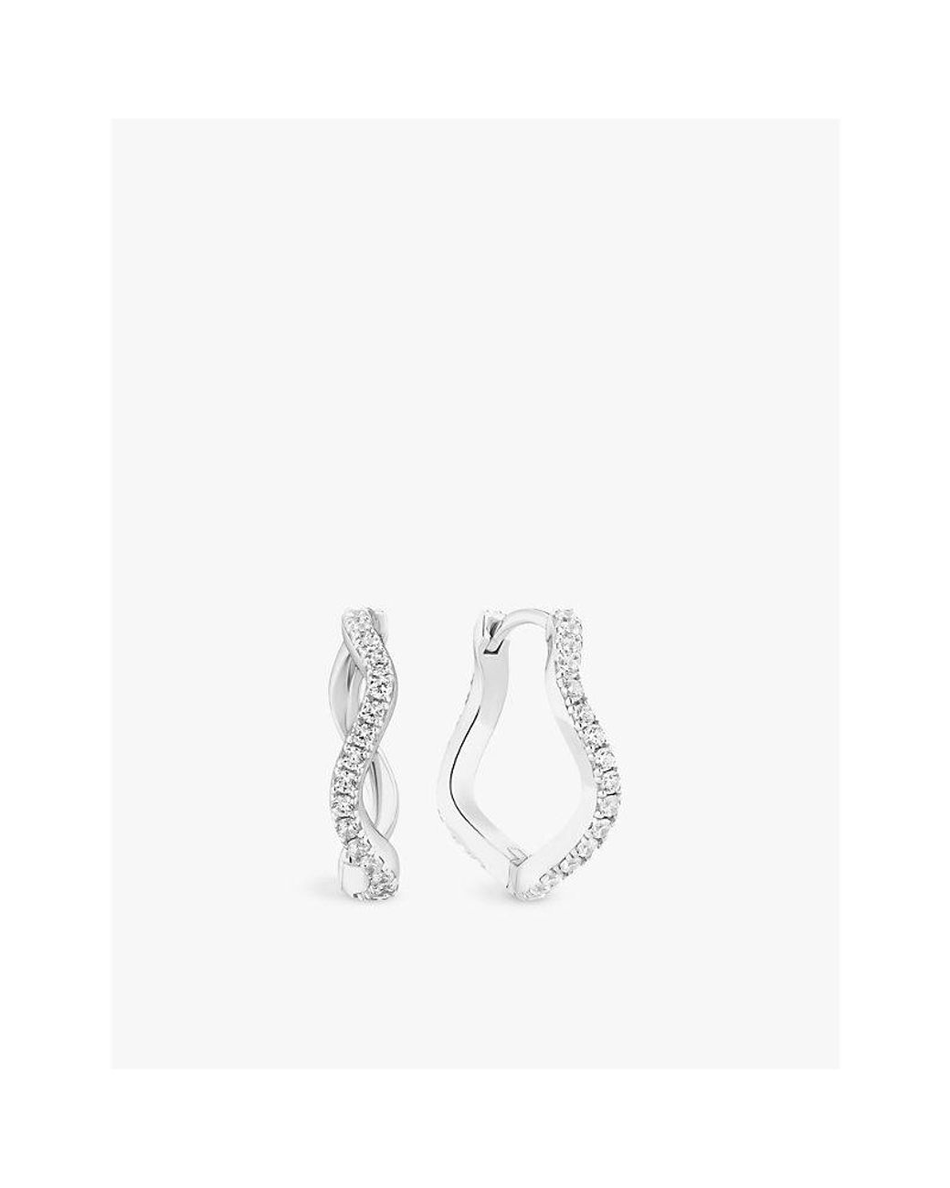 Sif Jakobs White Ellera Waves Grande Sterling- And Zirconia Hoop Earrings