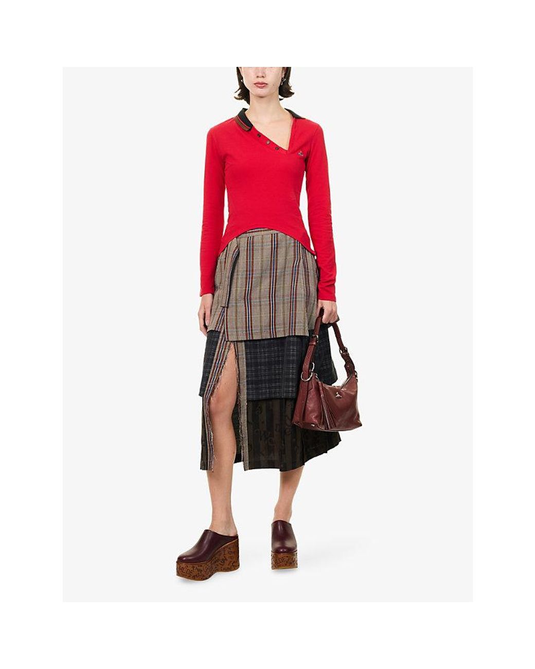 Vivienne Westwood Red Glory Asymmetric Cotton Polo Shirt