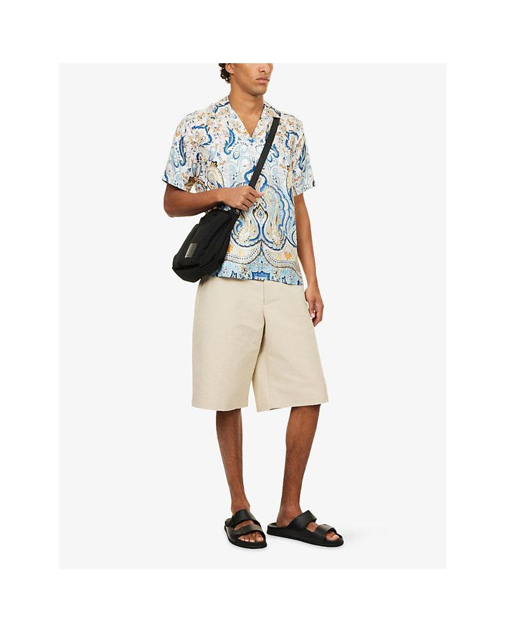 Orlebar Brown Blue Maitan Fairground Printed Silk Shirt for men